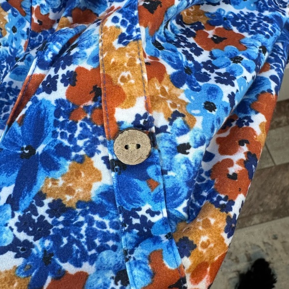 Floral Sleeveless Dress - Blue and Orange - Picture 5 of 7